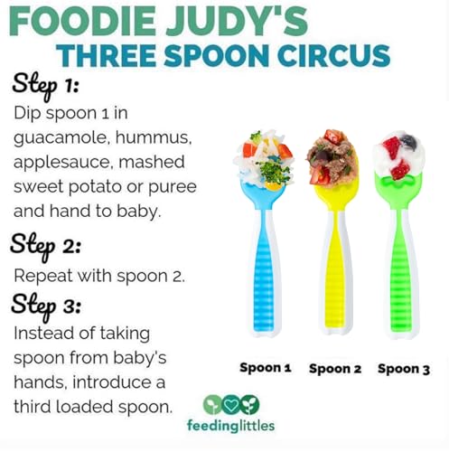 NumNum Feeding Littles Baby Spoons 6 Months, 6-Pk Neutral/Neon 6 Spoons