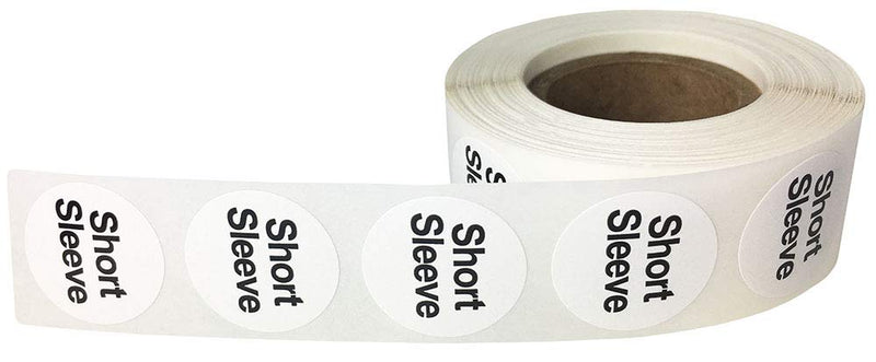 White Circle Short Sleeve Clothing Size Stickers for Retail Apparel 0.75 Inch 500 Total Adhesive Labels 3/4" Circle