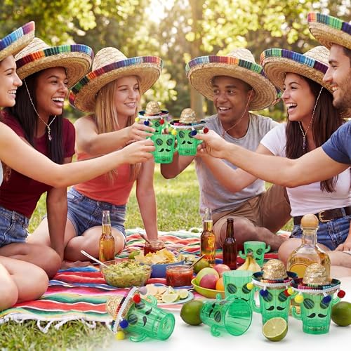 LemonRoad 20 Sets Light up Cactus Shot Glass with Sombrero Party Favor