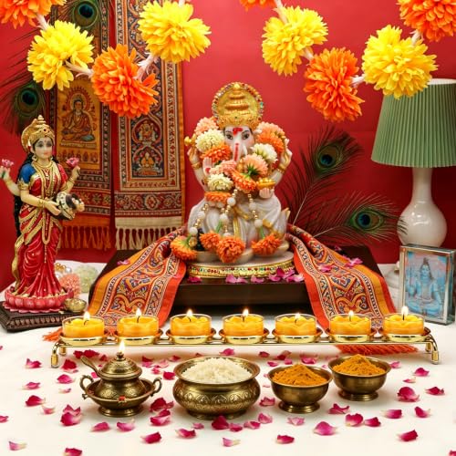 7 Cups Diwali Diya Candle Holder Indian Pooja Items Decorative Diwali Gifts