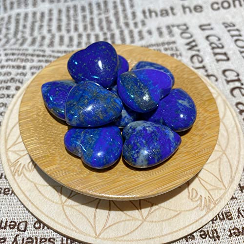 QINJIEJIE 10 PCS Lapis Lazuli Natural Heart Crystals Set Thicken Heart 10pcs