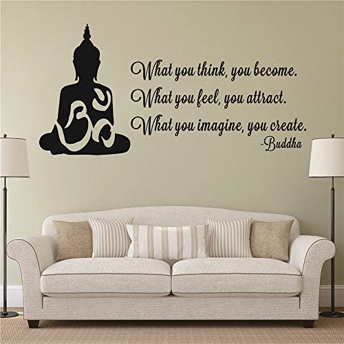 Buddha Quotes Wall Sticker, Om Symbol Meditation Spiritual Vinyl TM-106 Black