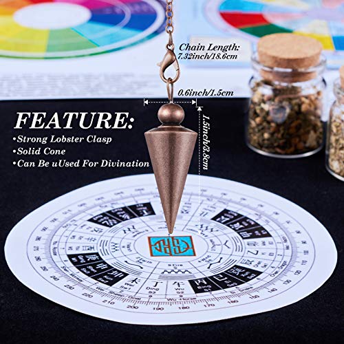 Hicarer 4 Pieces Copper Metal Pendulum for Dowsing, Classic, Four Color