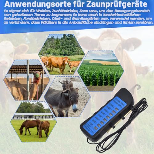 Haofy Electric Fence Voltage Tester, 12KV Neon Fence Voltage Tester 2000 to 12000V 8 Neon Indicator Lights Waterproof Fence Tester for Farms default