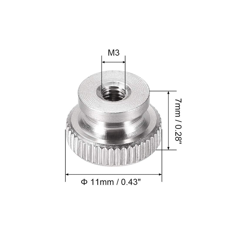 [Australia - AusPower] - uxcell Knurled Thumb Nuts, 6Pcs M3x0.5mm 304 Stainless Steel Round Knobs Fasteners for 3D Printer Parts, Silver Tone 