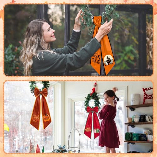 Rivvlive 12-piece seasonal fall autumn wreath sash set for front door decor, stored in decorative wreath storage box.