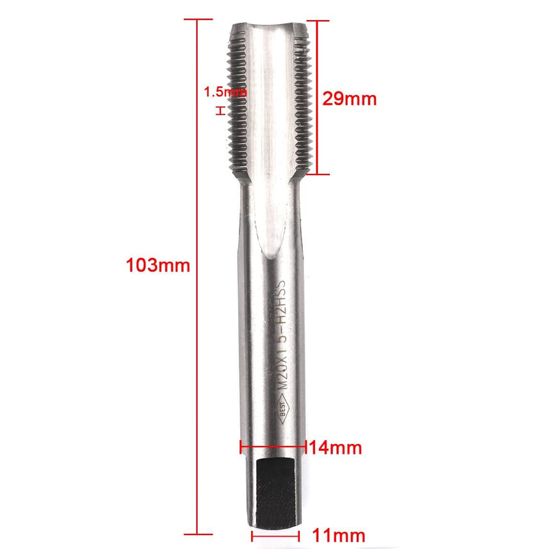 [Australia - AusPower] - ATOPLEE Metric HSS Thread Tap M20 Right Hand Thread Drill Bits (M20x1.5) M20x1,5 2-silver 
