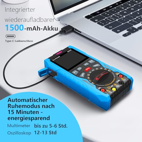 IN210 Digital Oscilloscope Multimeter - 12MHz, 50Msps, 6000Counts, True RMS Signal Generator, 2.4" Display, for Electronics Repair, Laboratory, DIY and Training