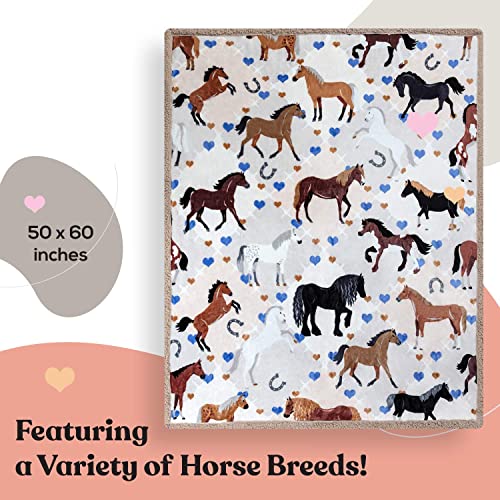 Horse Blanket for Girls, 50x60 Soft and Cozy Horse Throw Blanket for Girls