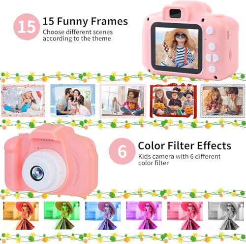 Kids Underwater Camera 12MP 1080P Digital Camera with 32GB Card & Case Pink