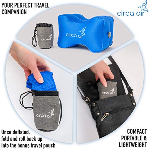 Circa Air Inflatable Knee Pillow for Side Sleepers - Orthopedic Knee Pillows for Sleeping, Sciatica Relief, Back Pain, Leg Pain, Hip or Joint Pain. Weighs Only 1.98 Oz Perfect for Travel/Home Blue
