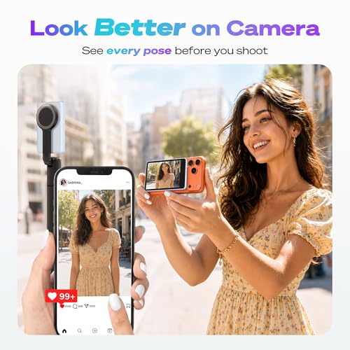 SYNCO XView Selfie Monitor Screen for iPhone 7-16 Series, 4K/60fps & P2P Private View Wireless, Magnetic Back Camera Monitor with 164ft Range for Makeup, GRWM, Travel Vlog,TikTok & YouTube(Blue) Blue