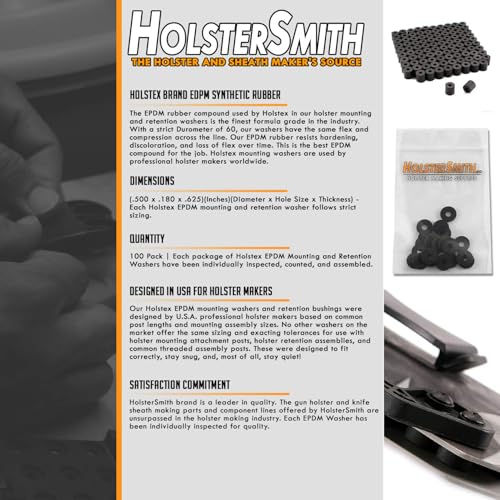 Black Holstex EPDM rubber holster washer, .500 x .180 x .625, flat mounting washer 100 pack