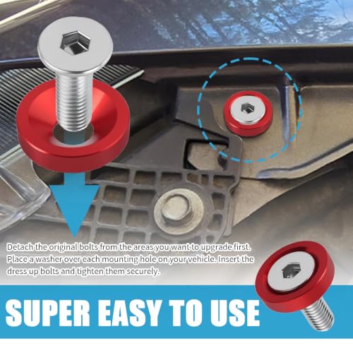 TSIEBRV M6x20mm red engine dress-up bolts and spacers, 40-piece screw and bolt assortment set