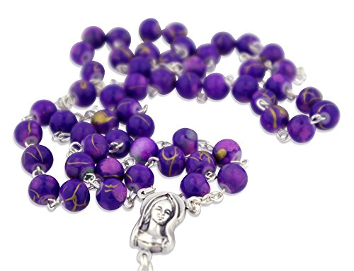 Venerare Glass Bead Catholic Rosary - Multicolor Amethyst