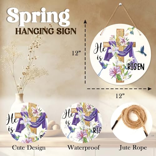 Religious Cross Flower Easter Home Garden Door Decor HE IS RISEN