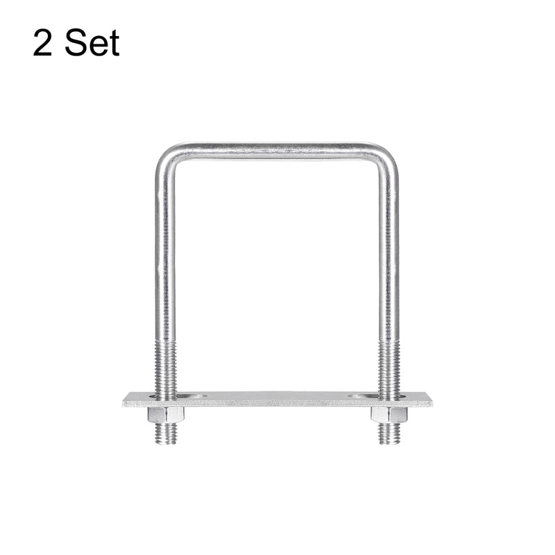 [Australia - AusPower] - uxcell Square U-Bolts, 2 Sets 102mm(4.02") Inner Width 140mm Length M10 304 Stainless Steel U Clamp Bolt with Nuts and Plates, for Boat Trailer M10x102mmx140mm 