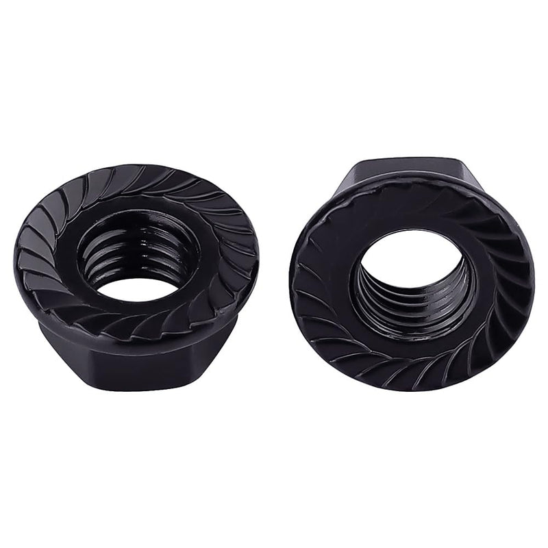 [Australia - AusPower] - 1/4"-20 Hex Head Serrated Flange Nuts, 304 Stainless Steel 18-8 Hexagon Head Flange Nuts, Black Oxide Finish, Hex Drive, 25 PCS 1/4"-20 