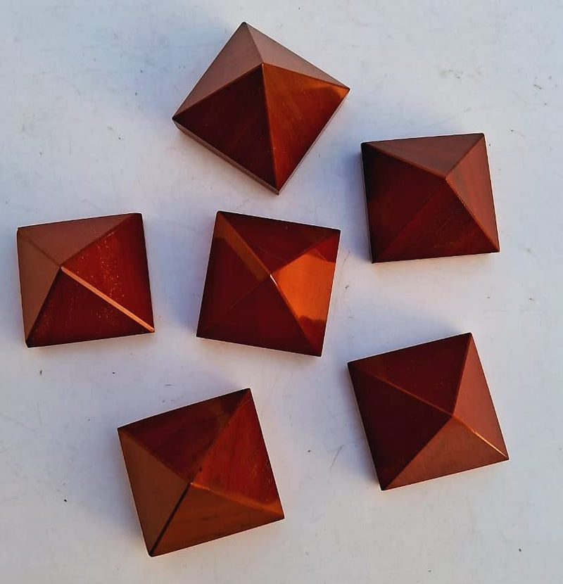 2Pcs Set Red Jasper Pyramid Jasper Crystal Agate Gemstone Handmade Pyramid Hand Carved Home Decor Gift Healing Crystals 33-40MM Red Jasper Pyramid 2pcs Set