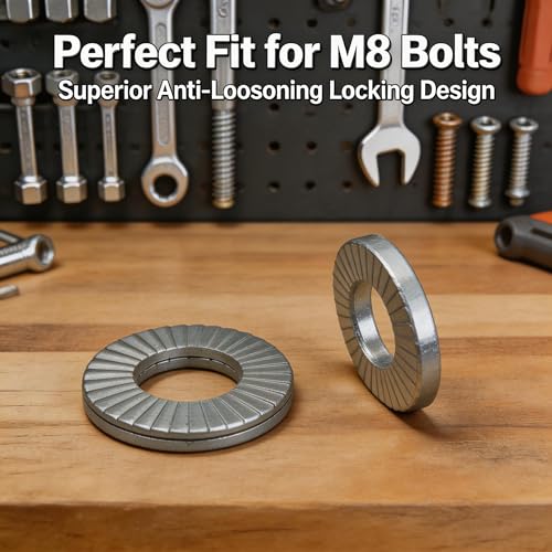 20-piece M8 wedge lock washers, anti-loose shakeproof bolt washers for automotive applications by Generic