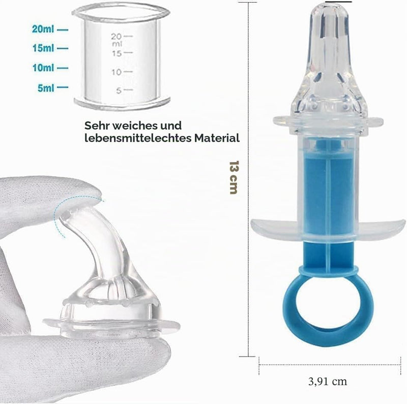 Pet Medicine Liquid Syringe Blue Soft Tip Plastic Feeding Tool for Puppy Dog Cat Kitten