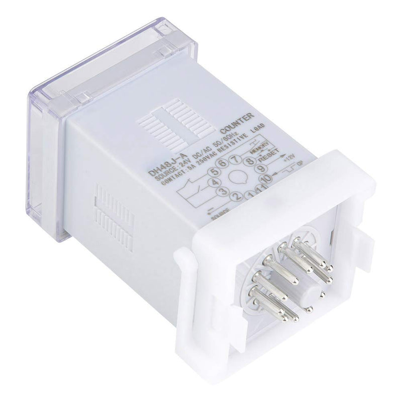 DH48J-A Digital Counter Relay, LED Display, 1-999900 Counting Range, 11-Pin, 24V AC/DC | Wide counting range for different applications, clear LED display, durable ABS housing, transparent cover for protection 24VAC/DC