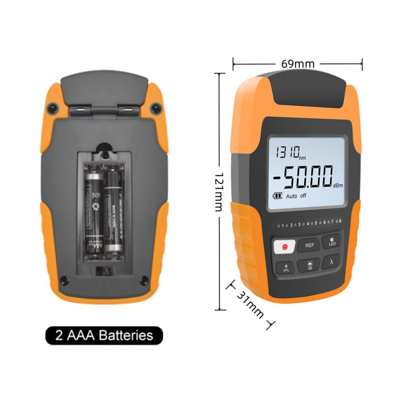 [Australia - AusPower] - Mini Optical Power Meter,Portable Fiber Optical Power Meter with Universal FC/SC/ST Interface and LED/VFL/RJ45 Sequence Function, 850/980/1270/1300/1310/1490/1550/1577/1625/1650 nm OPM530-05 
