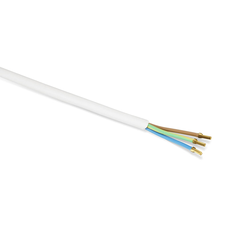 REV Ritter H05VV-F Cable with Grounded Connector, 1.5 mm², 3m, White, 0577333555 3 Months
