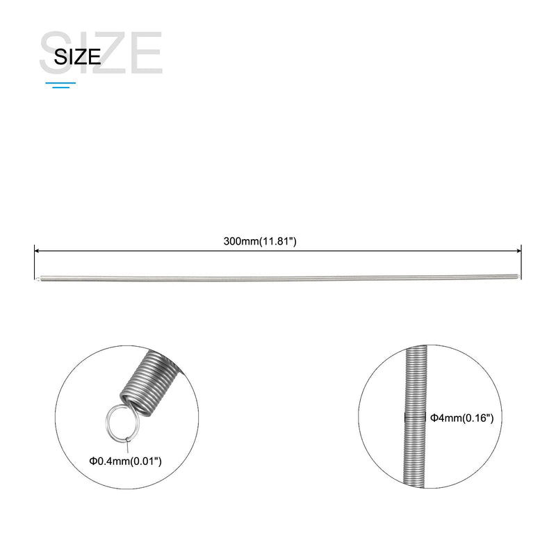 [Australia - AusPower] - Extension Spring (0.4x4x300mm/0.016"x0.16"x11.81") 2Pcs, Stainless Steel Tension Spring Wire - for Home Repair Construction Machinery 0.4x4x300mm 