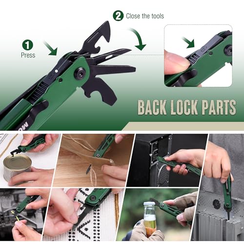 MOSSY OAK 27-in-1 CNC-Machined Multitool Pliers, Self-Locking Green
