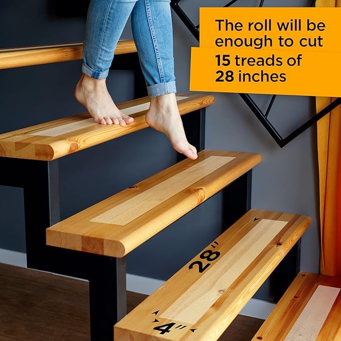 Anti Slip Tape, Griptape, Transparent Grip Tape Non-Slip Adhesive Tape Indoor/Outdoor Stair,Tubs, Boats, Safety Grip Tape Non Skid Roll for Stair Steps (#03Clear with Glow in Dark, 2 Inch x 35 Feet) #03Clear with Glow in Dark