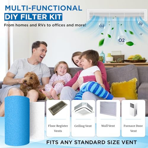 Lisol MERV 8 air vent filter roll, 12 x 140 inches, cut-to-fit furnace filters for floor and ceiling vents