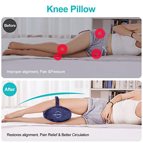 Knee Pillow for Side Sleepers - Sciatica Pain Relief - Back Pain, Leg Pain, Pregnancy, Hip and Joint Pain Memory Foam Leg Pillow (Pillow+Sleep Mask and Ear Plugs)