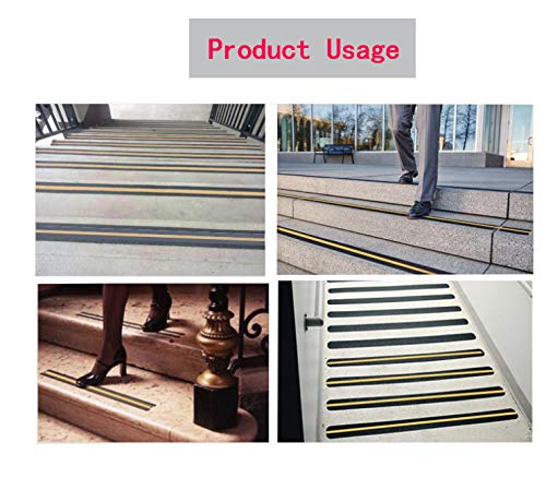 Anti Slip Traction Tape with Reflective Stripe,Yellow Reflective Anti Slip Safety Grit Non Slip Tape Highest Traction 1.97 Inch x 16.4 Foot,Anti-Slip Tape, Floor tape,stairs Tape,Safety Tape
