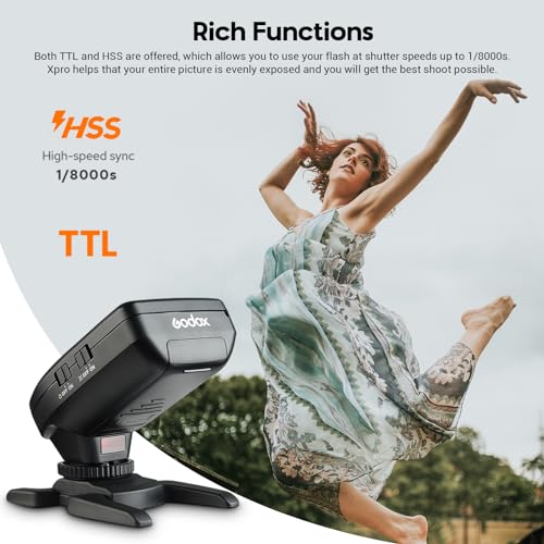 Godox XPro-N TTL Wireless Flash Trigger for Nikon, 2.4G Flash Trigger, 1/8000s HSS Transmitter, Large Screen, TTL-to-Manual Conversion, 11 Customizable Functions, 16 Groups and 32 Channels