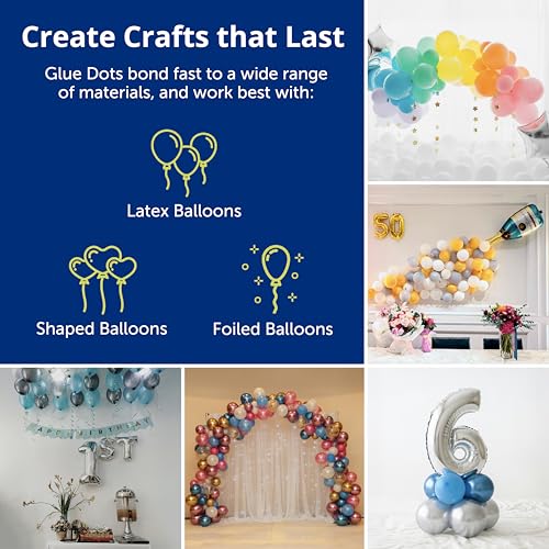 Glue Dots double-sided adhesive dots, 1/2-inch clear pack for balloon arch and party decorations
