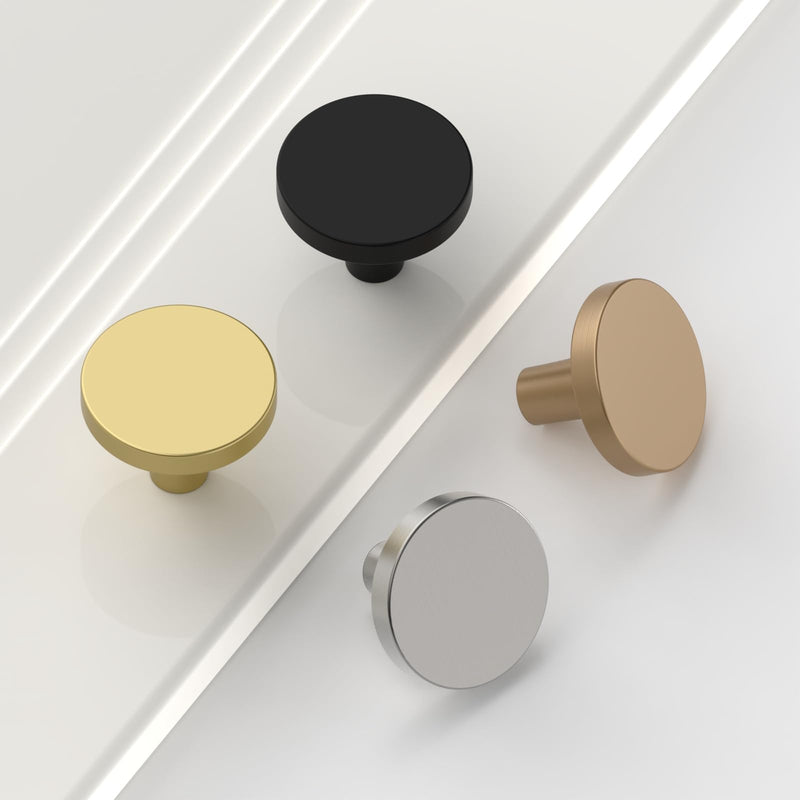Amerdeco 10 Pack Dark Champagne Bronze Cabinet Knobs Single Hole Cabinet Pulls 1.18 Inch (30MM) Diameter Round Drawer Knobs and Pulls for Bathroom Cabinets K0021