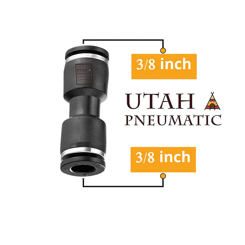 [Australia - AusPower] - 3/8 Air Line Fittings Straight Push To Connect Air Hose Fittings Quick Connect Pneumatic Fittings 10 Pack 3/8" Straight Union 