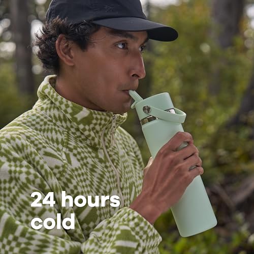 Hydro Flask Water Bottle - Insulated Stainless Steel - Wide Mouth Flex Straw Lid, Non Spill, Leakproof and Refillable in 64 Oz Tonal Agave 64 Ounces
