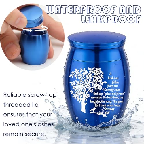 16 Set Cremation Jewelry Urn Necklaces for Ashes Small Urn Stainless Steel Keepsake Urns Memorial Locket Sharing Mini Ash Holders Waterproof for Human Adult Female Male Loved One (16Pcs-Blue) 16pcs-blue