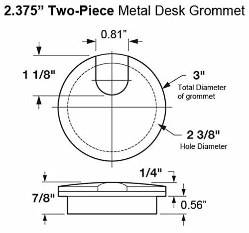 [Australia - AusPower] - Electriduct 2-3/8" Metal Desk Grommet Two-Piece Design (Brushed Bronze) 1 Piece Brushed Bronze 