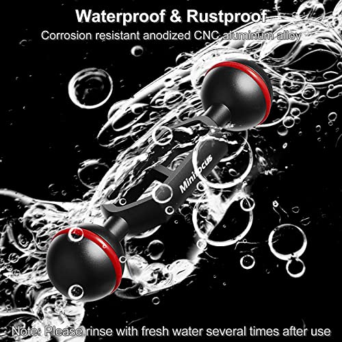 MINIFOCUS 4" Double Ball Aluminum Extension Arm, 1" Ball Head Connector Underwater CNC Arm System Ball Head Extension for Strobe/Video Light/Diving Camera Tray, Waterproof and Rustproof (2pack) 4" Extension Arm