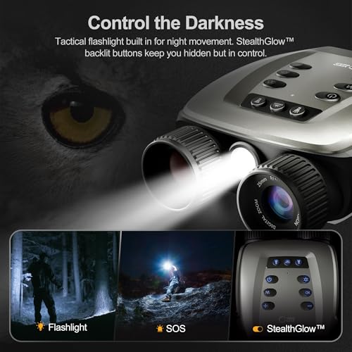 VisioGear 4K Night Vision Binoculars for Adults - Night Thunder X3 Lunar Silver