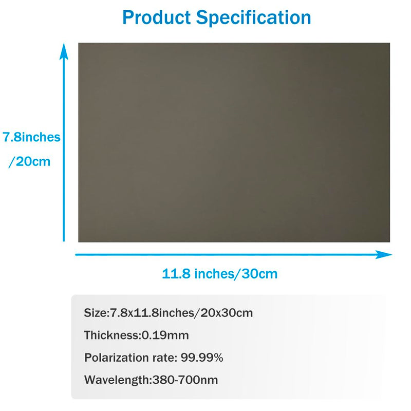 [Australia - AusPower] - Polarized Film Sheets 2 PCS 7.8x11.8inches/20x30cm Adhesive Polarizer Linear Polarizing Filter for Screen Educational Physics 