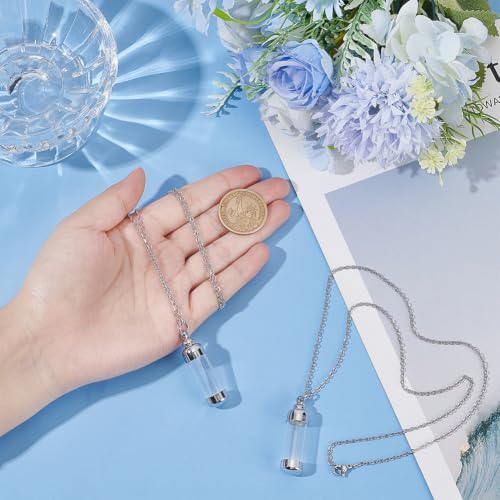 2Pcs Acrylic Cylinder Urn Necklaces for Ashes Clear Glass Tube Vial Creamation Necklace Ash Urns Locket Pendant Keepsake Memorial Jewelry Ashes Holder for Women Men Gifts