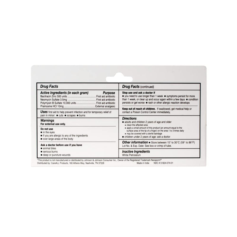 [Australia - AusPower] - CareAll Triple Antibiotic Ointment + Pain Relief 1.0 oz (4 Pack), Dual Action First Aid for Minor Scrapes, Cuts, and Burns to Help Prevent Infection While Providing Maximum Strength Pain Relief. 