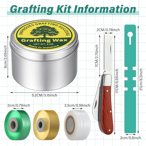Leriton grafting tool kit with grafting wax, knife, and tape for fruit trees