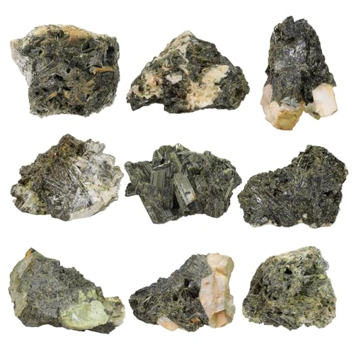 SUNYIK 401-500g Natural Raw Green Tourmaline Crystal Stone Cluster 2.08-5.51"