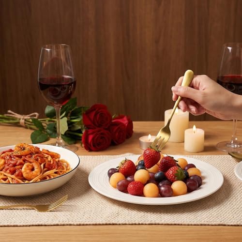 36 Pcs Gold Stainless Steel Dessert Forks, 3-Tine Mini Oyster Fork Appetizer Seafood Cocktail Salad Fruit Tableware, 5.6 Inch Elegant Mirror Polished for Party Travel Picnic Buffet Wedding