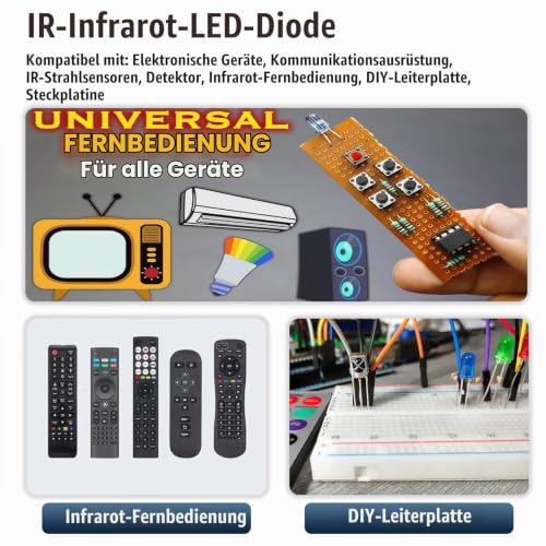 Infrared LED Diode IR Receiver and Emitter Diodes Set LED Infrared Emission and Receiver 3 mm 5 mm 940 nm Infrared Transmitter 1838 1738 0038 1638 Infrared Receiver Infrared Diode Kit Pack of 60